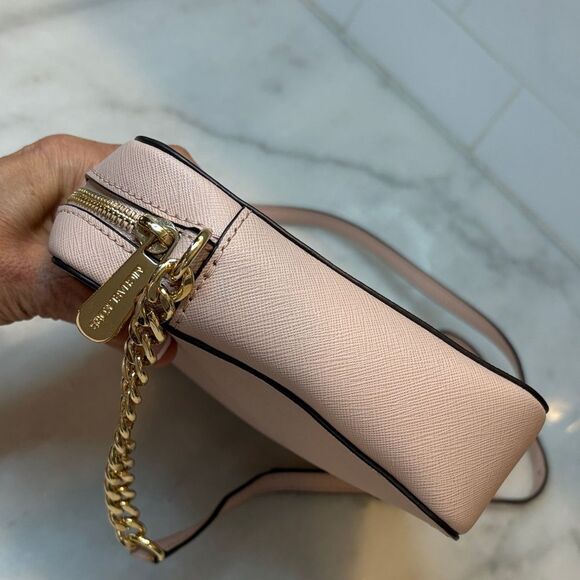 Michael Kors Bag Crossbody Purse Handbag Leather Cynthia Pink Chain Satchel Bag - Picture 7 of 16